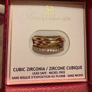 NWT House of Harlow 1960 Four Ring Stack - Gold Ring and Cubic Zirconia